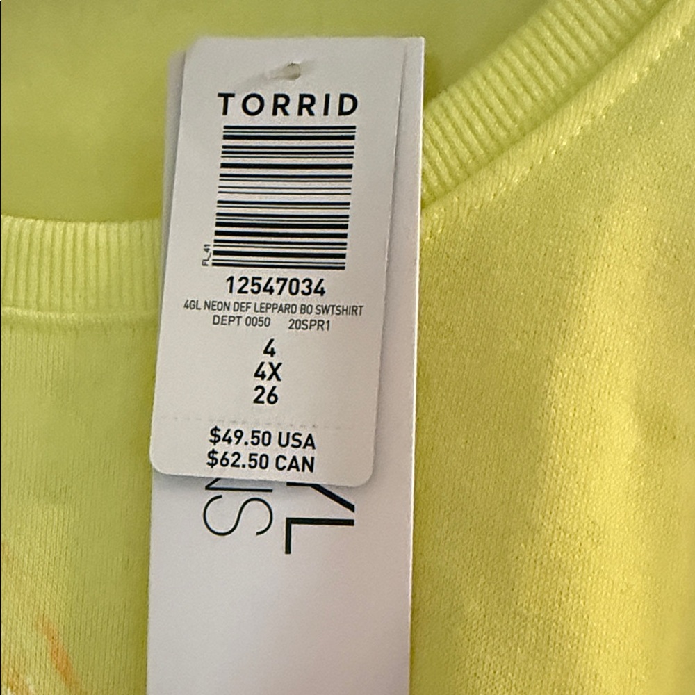 Torrid Neon Yellow Graphic Sweatshirt - Picture 2 of 2